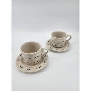 Pfaltzgraff Yorktowne Stoneware Tea Coffee Cup and Saucer Set of 2 Blue White